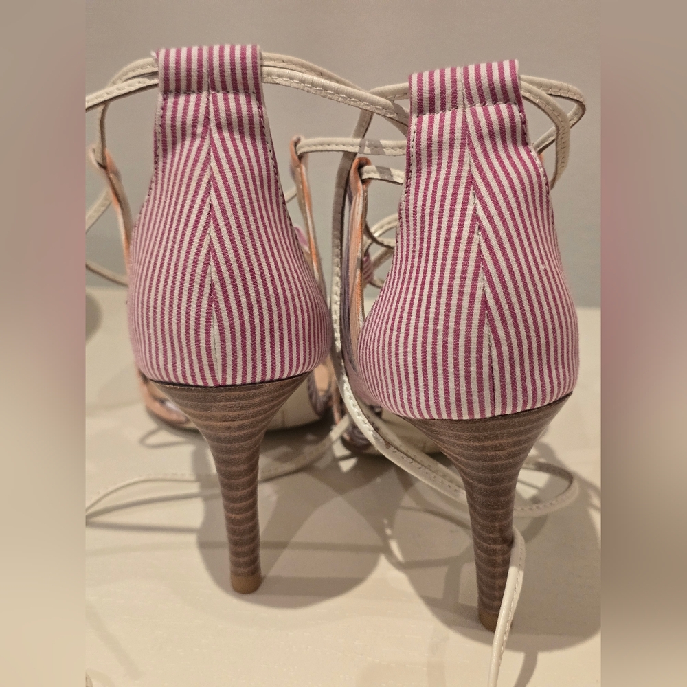 Anthropologie Billy Ella Striped Lace Up Heels - Picture 7 of 12